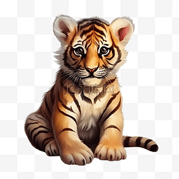 森林可爱的动物图片_坐在后面的老虎可爱的动物