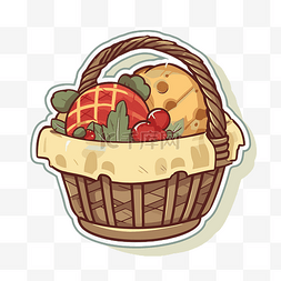 篮子里的水果和饼干剪贴画 向量