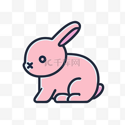 粉红色的兔子有白色的轮廓和粉红