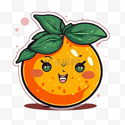 可爱的水果矢量橙色贴纸矢量图