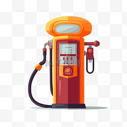 加油站素材图片_汽油泵剪贴画平面样式橙色汽油泵
