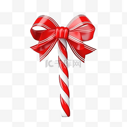 圣诞糖果棒装饰图片_圣诞糖果手杖甜与红丝带 3d 渲染