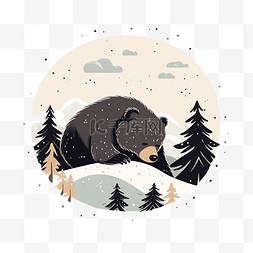 小动物冬天图片_老睡熊看起来像山林熊冬天心情圣