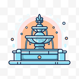 喷泉是一个蓝色和橙色的图标 向