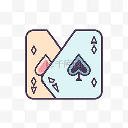 蓝色和粉色的扑克牌图标 向量