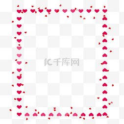 红色爱心装饰边框图片_情人节简约爱心装饰边框长方形