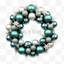 圣诞花环装饰绿松叶银球