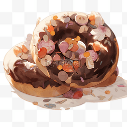 打倒卡路里图片_巧克力甜甜圈食品插画