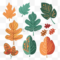 秋天的剪贴画矢量图片_叶子剪贴画秋天的树叶设置矢量图