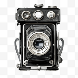 白色镜片图片_古董旧时尚胶片相机前视图隔离在