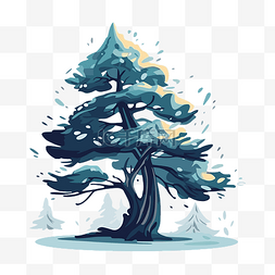 有雪松树图片_冬天的松树 向量