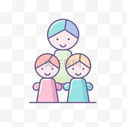 线性风格的家庭或儿童图标设计 