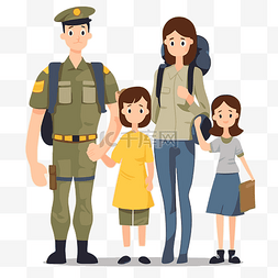 军人家庭图片_军人家庭剪贴画家庭和军人的卡通