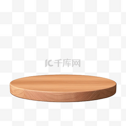 带 3D 渲染的木板空圆桌