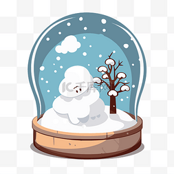 透明雪剪贴画雪球充满了雪人和树