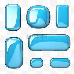 简单的 3D 彩色光泽按钮蓝色形状