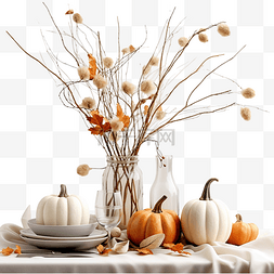 桌面时尚图片_时尚的感恩节秋季餐桌装饰，配有
