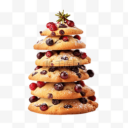 圣诞树形状的小红莓饼干