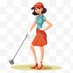 高尔夫卡通图片_免费女子高尔夫 向量