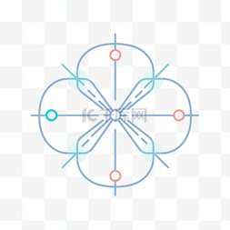 花和圆形图片_带有三角形和圆形的花符号 向量