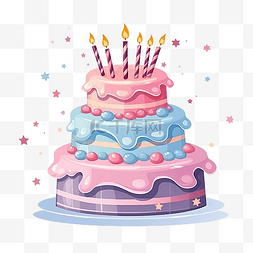 周年店庆感恩图片_可爱的生日蛋糕装饰元素插画