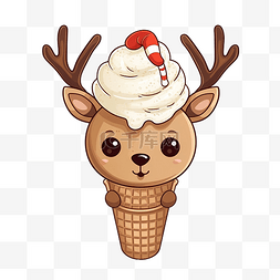 可爱的圣诞鹿脸冰淇淋