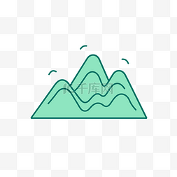山中绿线设计线图标 向量