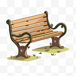 长凳剪贴画卡通公园长椅，有木轨
