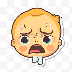 悲伤的婴儿哭泣剪贴画的脸贴纸 