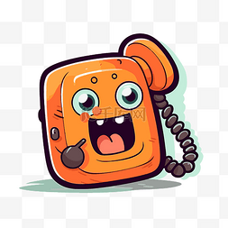 可爱电话图片_可爱的卡通橙色电话插图卡通剪贴