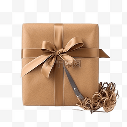 牛皮纸礼盒图片_用牛皮纸包裹的圣诞礼物，上面有