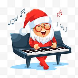 卡通钢琴演奏图片_圣诞音乐 向量