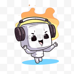 marshmello 剪贴画卡通立方体戴着耳