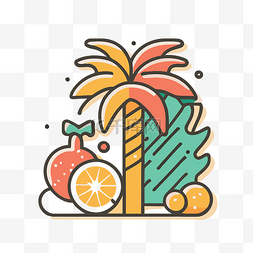棕榈树和水果图标 illustratifikas 向