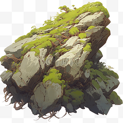 青苔素材图片_被孤立的绿色青苔覆盖的岩石