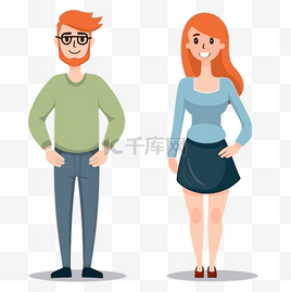 男性和女性站立卡通图片素材-男性和女性站立卡通模板图片下载-千库网