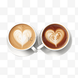 3d 插图两杯咖啡的爱