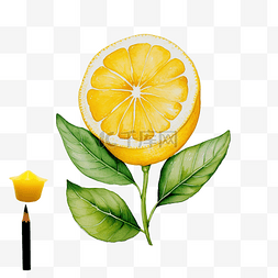 以简约风格绘制黄色柠檬