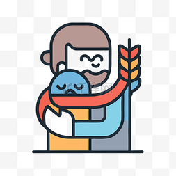 矢量图和一个抱着婴儿的男人