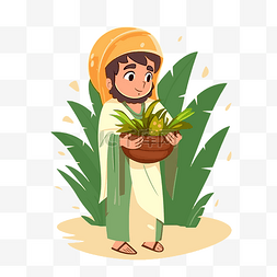 人物拿着植物图片_和撒那剪贴画耶稣人物与棕榈叶拿
