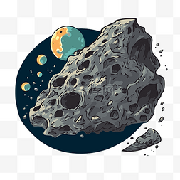 背景卡通中带有月亮和小行星的小