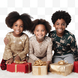 快乐的非洲裔美国儿童在一间装饰
