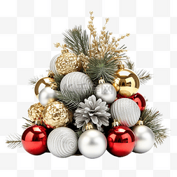 用银装饰的冷杉树枝的圣诞布置