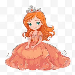 橙色连衣裙图片_可愛的公主 向量