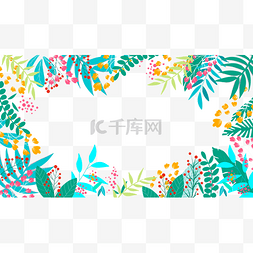 夏季热带树叶图片_热带树叶彩色简单边框
