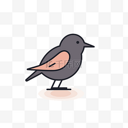 白色背景上的黑色和粉红色鸟图标