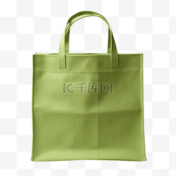 大手提袋图片_绿色帆布购物袋与样机剪切路径隔