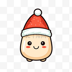 圣诞帽中可爱有趣的木薯角色矢量