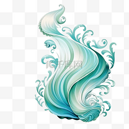 旋转波浪贝壳水色png插图海洋动物