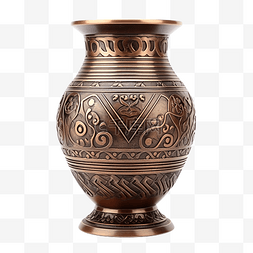 棕色拉链包图片_青铜花瓶与孤立的装饰品